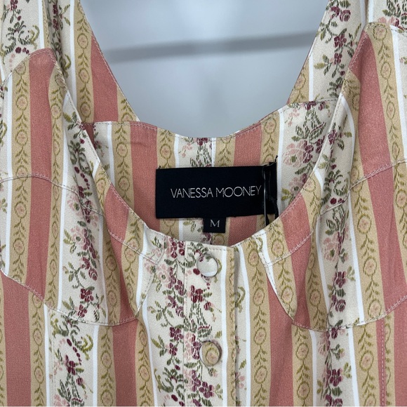 Vanessa Mooney The Elisabeth Romper Boho Mini Dress in Victorian Stripe M NWT - Picture 6 of 10